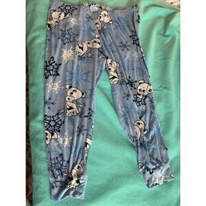 XL Light Blue, Dark Blue and White Olaf Snowflake Frozen Pajama Bottoms​